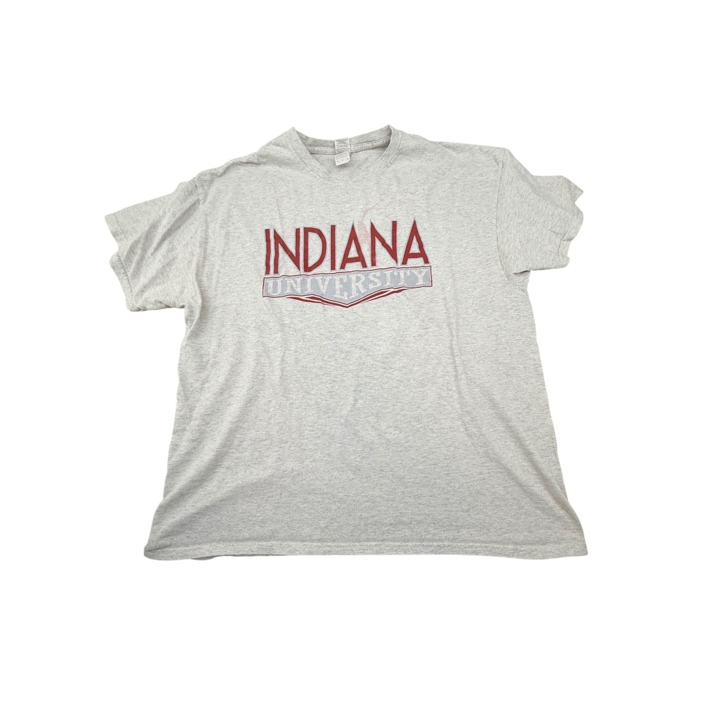 Gildan Indiana University T-Shirt Mens XL Grey Heather Short Sleeve IU Hoosiers